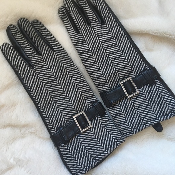 Ladies Leather & Knit Fabric Gloves - Picture 6 of 10